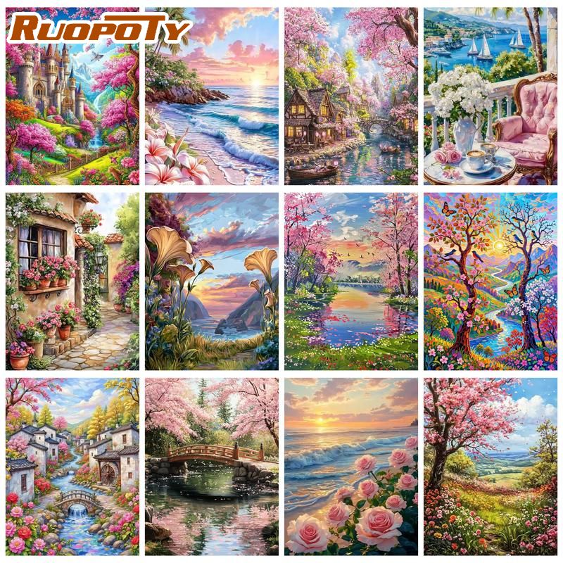 Art Craft Ideas Easy - RUOPOTY Sonnenuntergang am Strand Malen nach