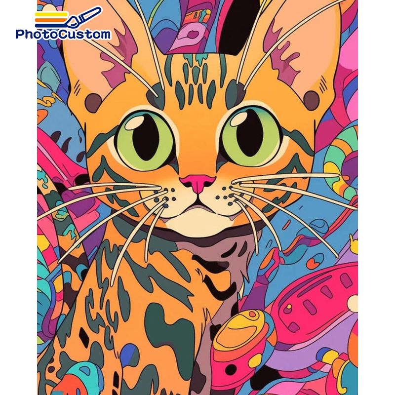Art Craft Ideas Easy - PhotoCustom Ingwer-Katze Malen nach Zahlen Heimdekoration