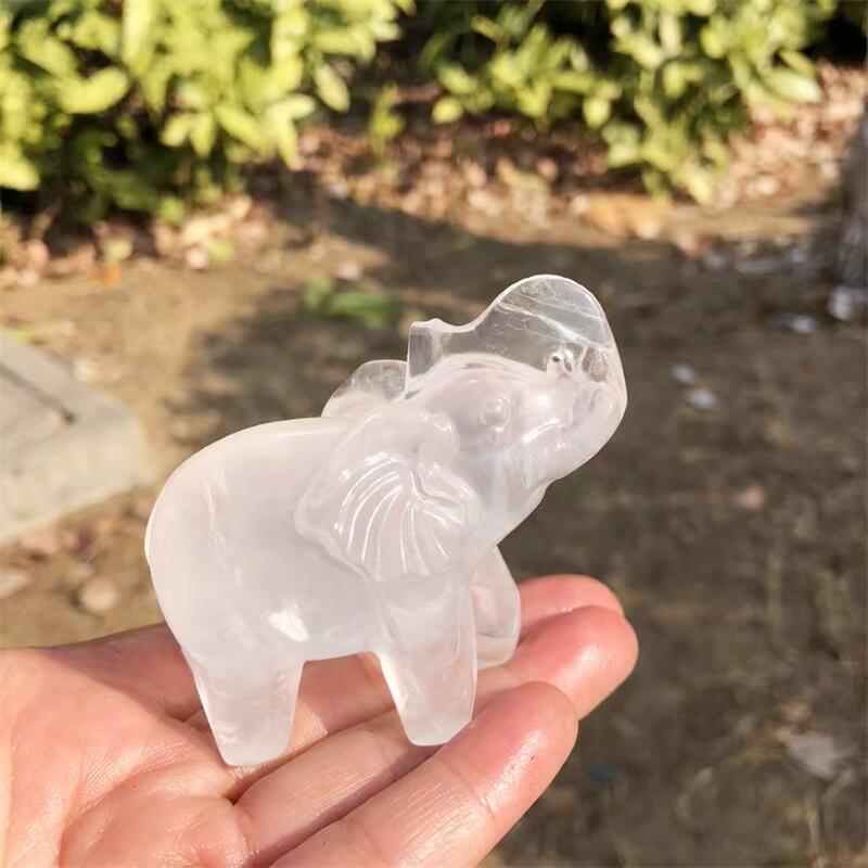 Art Craft Elephant - Natürliche Klare Quarz-Elefanten-Skulptur Heilende Figur Reiki