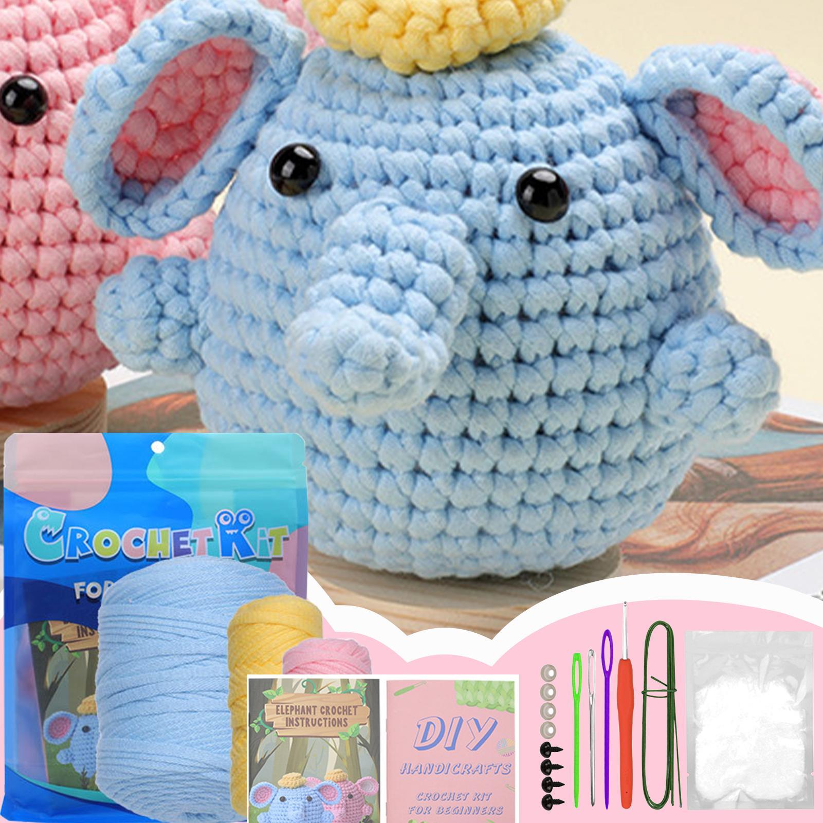 Art Craft Elephant - Häkel-Starter-Set, handgefertigt, Elefanten-Strickzubehör, Häkel-Set für Erwachsene,