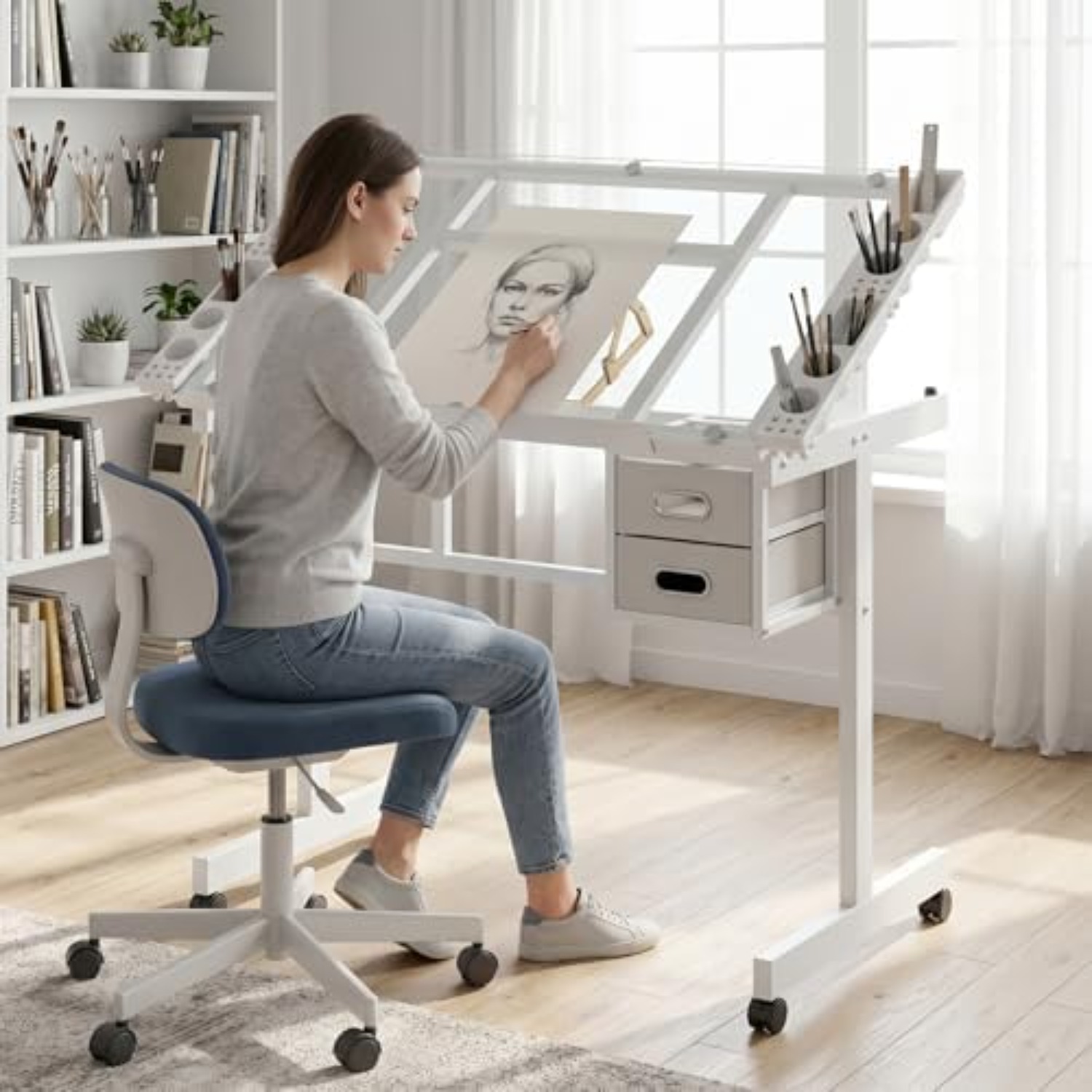 Art Craft Us - Rollbarer Zeichentisch, Mal- und Basteltisch mit