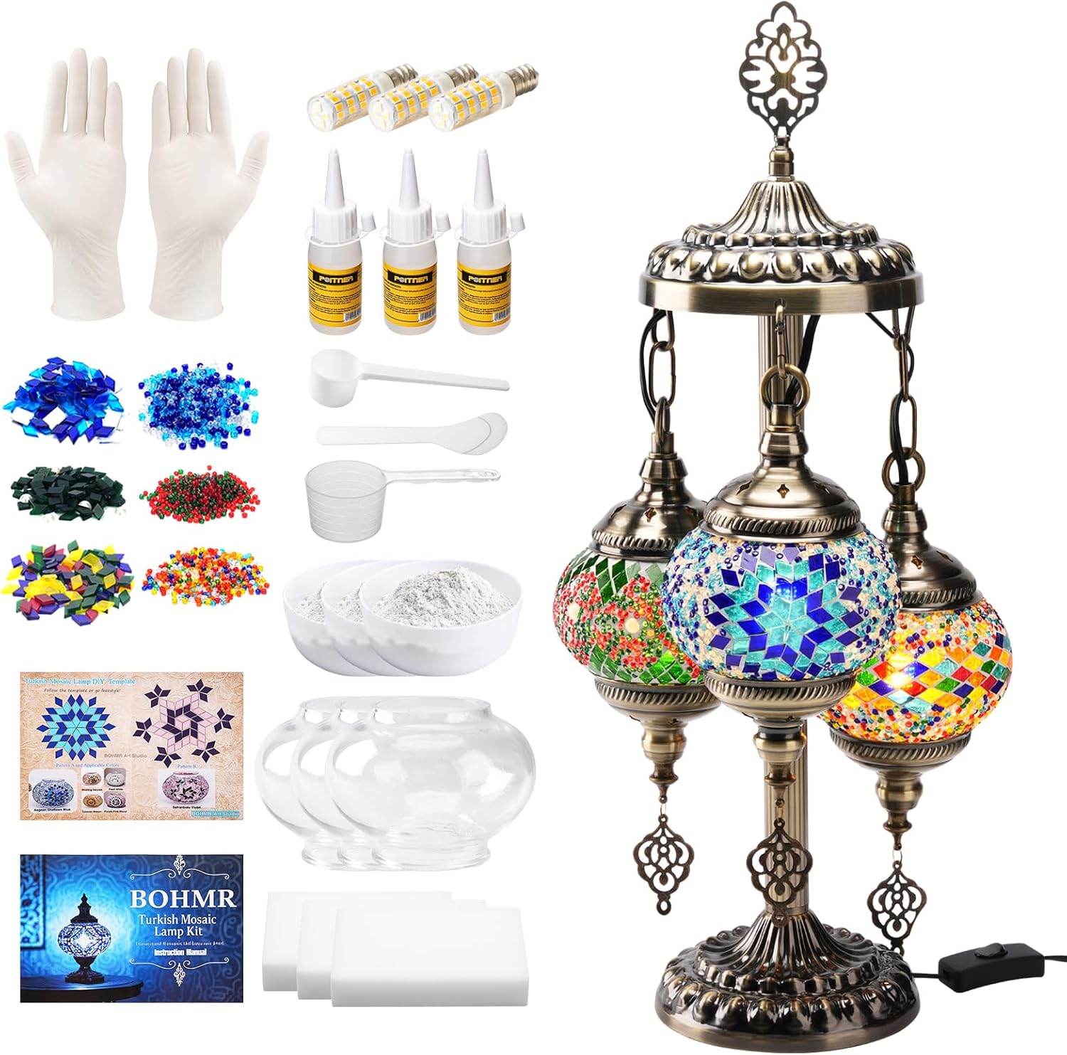 Art Craft Kits - DIY 3-Kugel Türkisches Mosaik-Lampen-Set, 23 Zoll