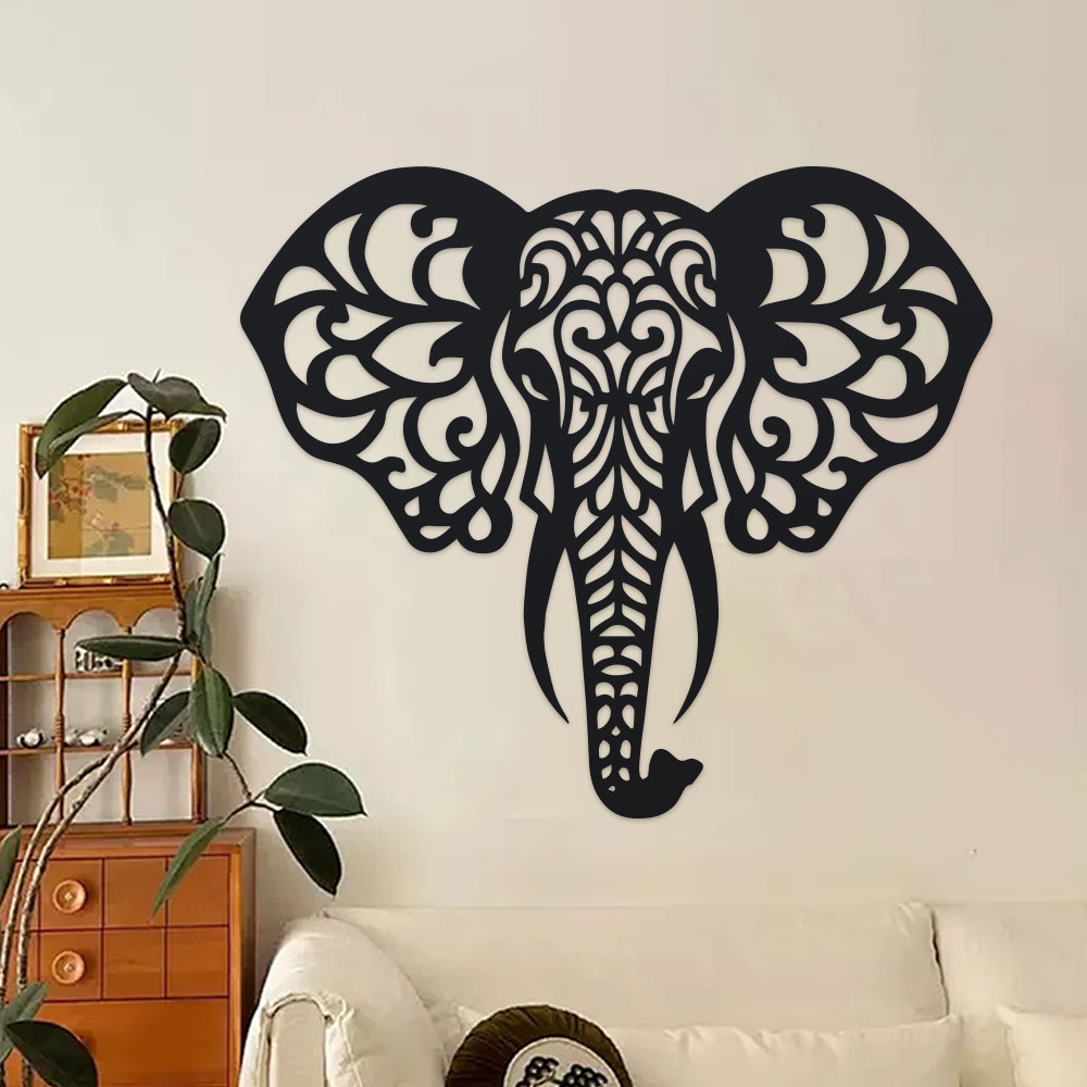 Art Craft Elephant - Raumdekoration Elegante Minimalistische Elefanten-Metallwandkunst, Filigranes Ausgehöhltes