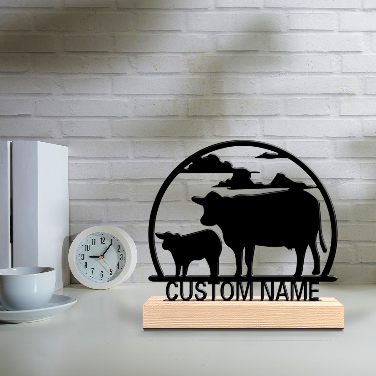 Art Craft Us - 1 Stück Modische Kuh-Metallstatue mit Anpassbarem