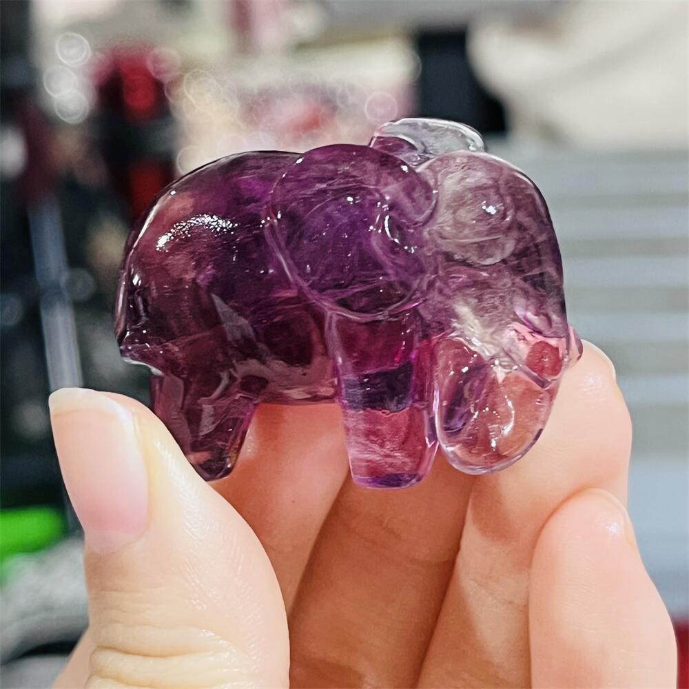 2 Stück farbiger Fluorit-Krist – Art Craft Elephant Bewertung und Preis