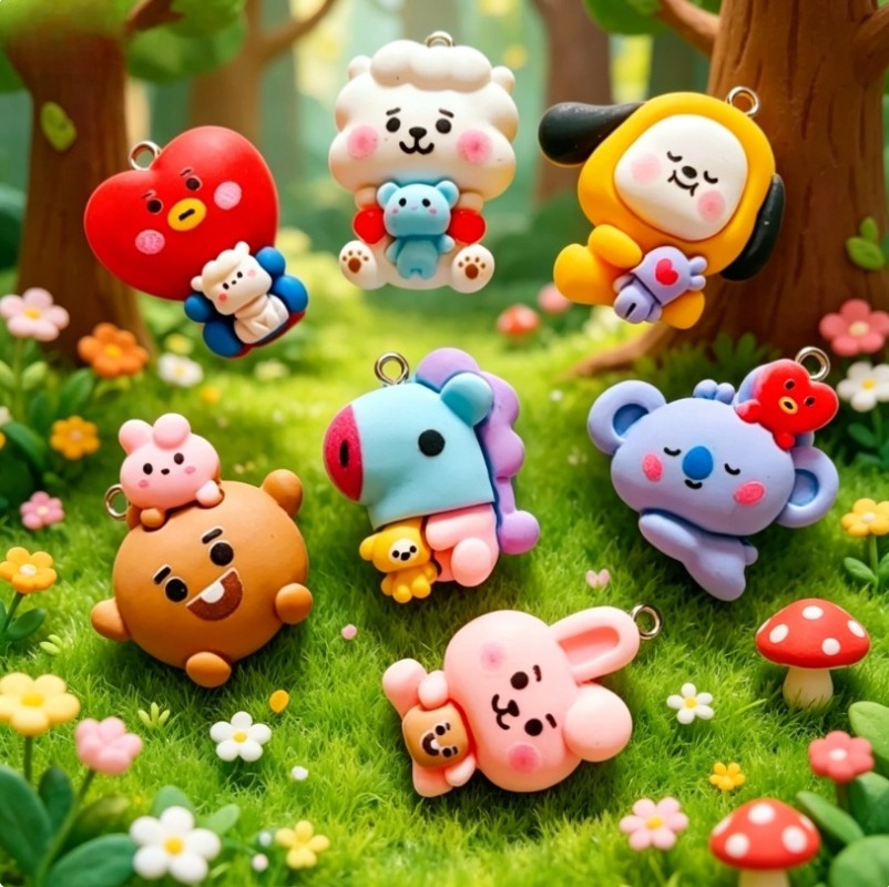 7 Stück BT21 Harz-Cartoon-Anhä – Art Craft Making Bewertung und Preis